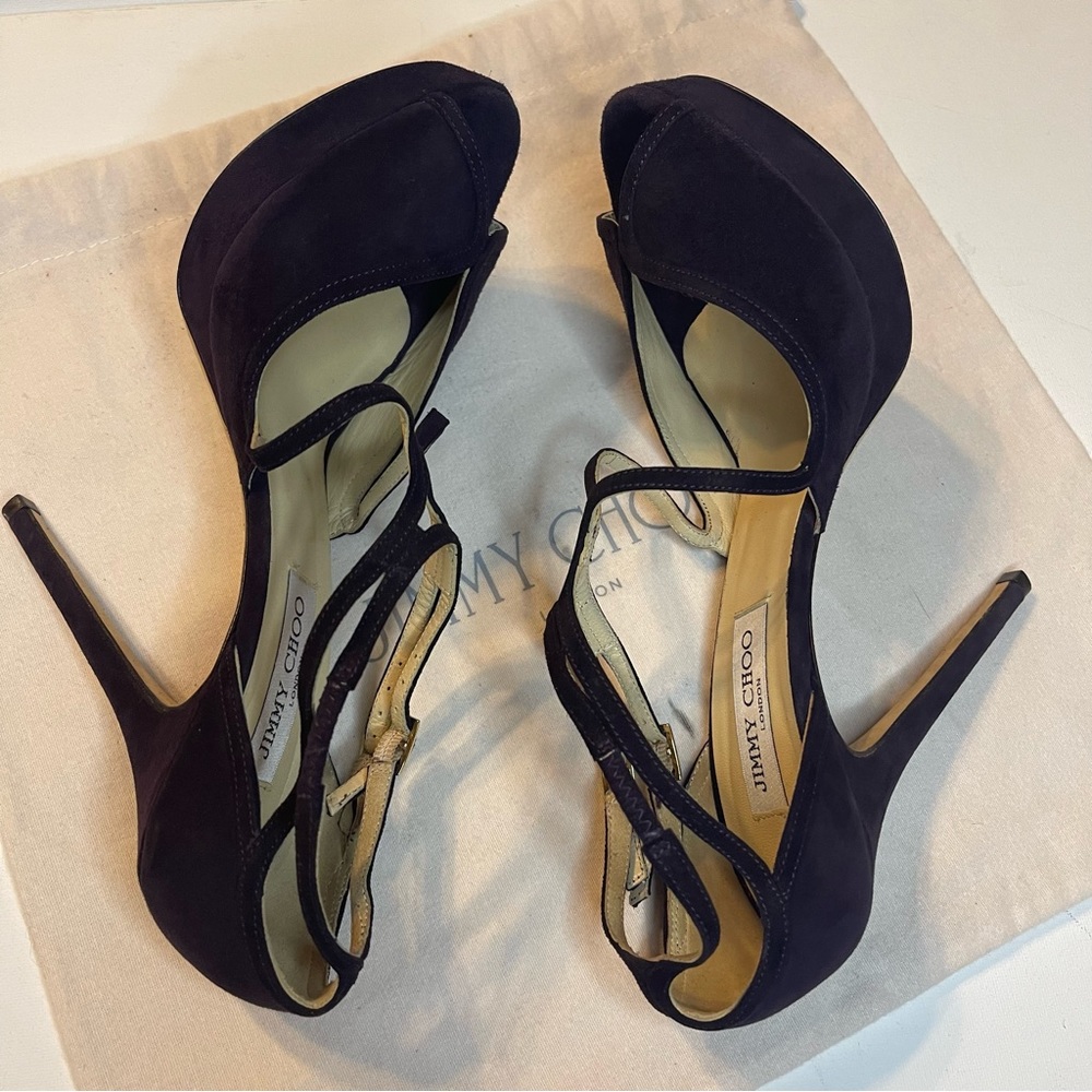Jimmy Choo Purple Suede Fairview Heel‎ - Picture 9 of 16